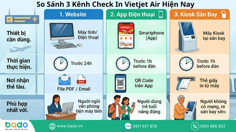 So Sánh 3 Kênh Check In Vietjet Air Hiện Nay