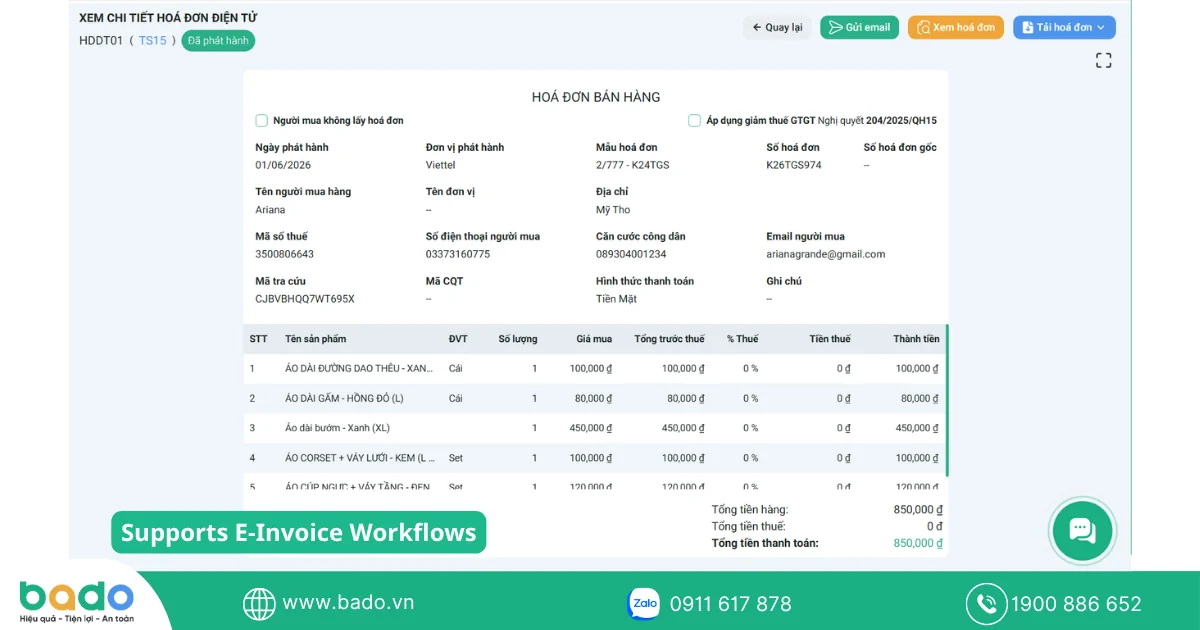 Supports E-Invoice Workflows