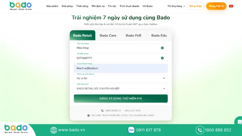 Bước 2 Điền thông tin doanh nghiệp cửa hàng