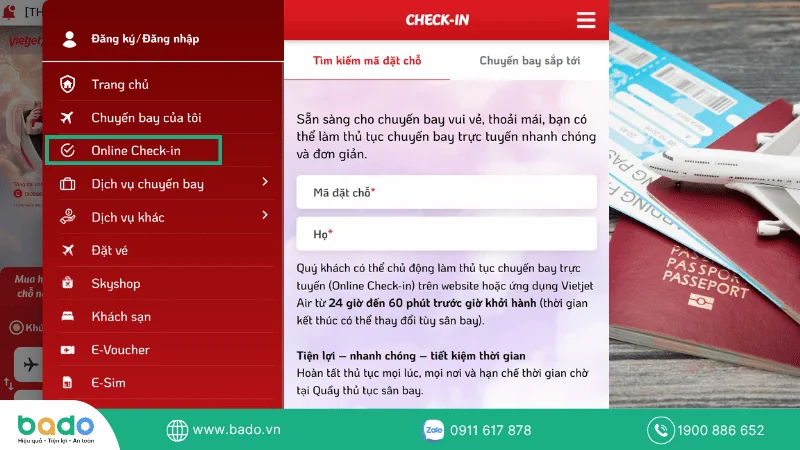 Check In Online Vietjet Trên Website