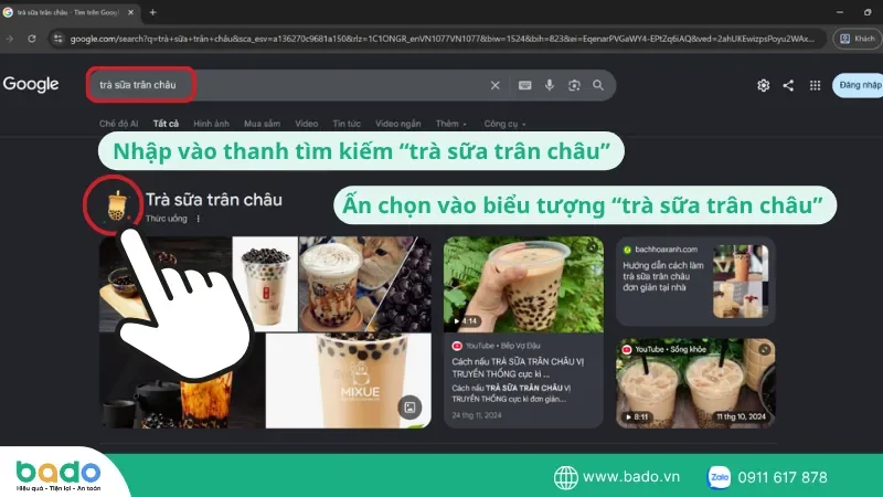 Cách tìm game trà sữa trân châu Google.png
