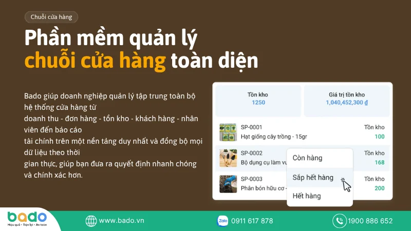 Giải Pháp Quản Lý Doanh Thu, Công Nợ Chuỗi Cửa Hàng Với Bado Enterprise