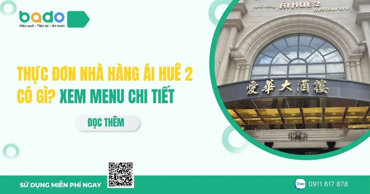 Thực đơn nhà hàng Ái Huê 2 có gì? Xem menu chi tiết
